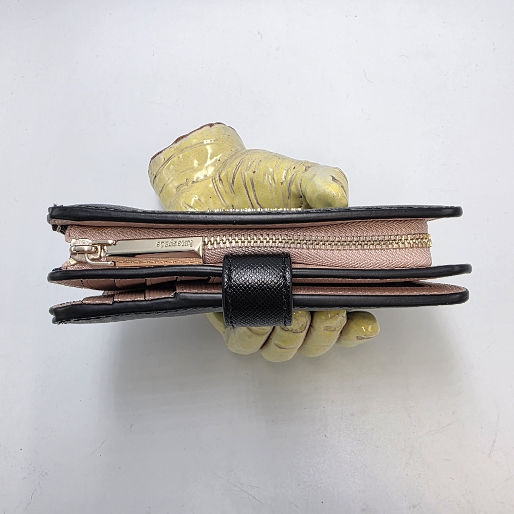 Kate Spade New York Black Saffiano Leather Zip Around Wallet Pink Interior Excel - Picture 4 of 9